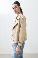 Trench corta doble botonadura tostado