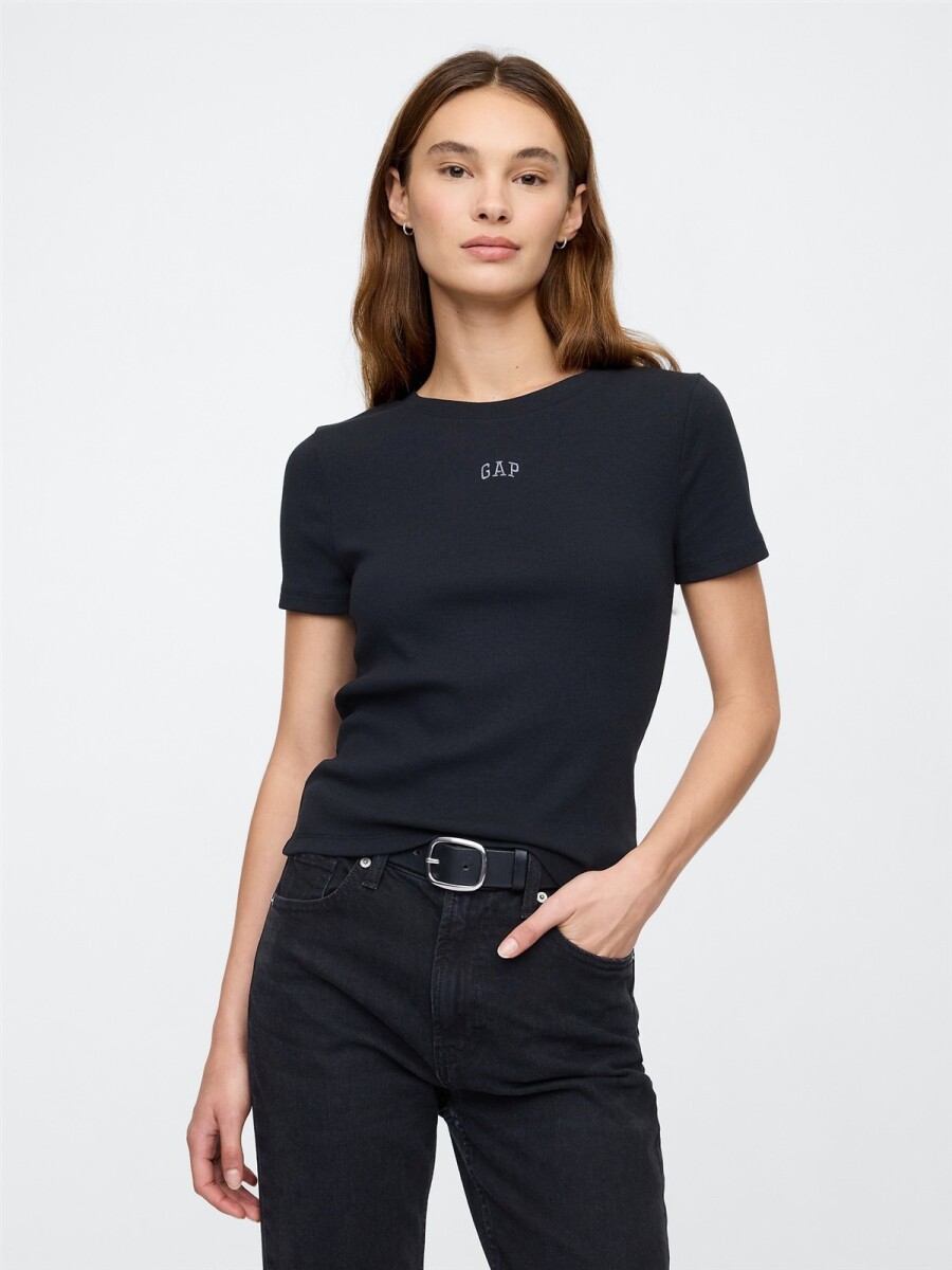 Remera Rib Mujer - Black 