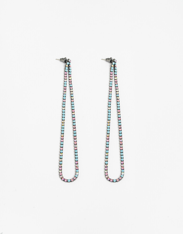 Aros Colgantes Largos Strass Aros Colgantes Largos Strass - Combinacion Multicolor