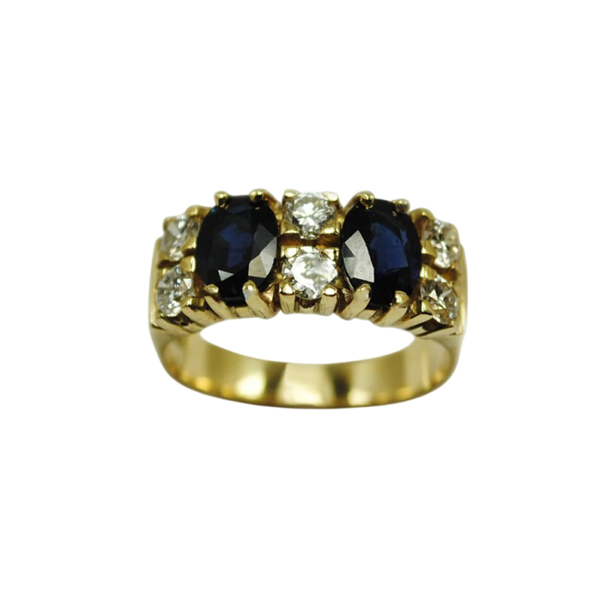 Anillo De Oro 18K Con Brillantes Y Zafiros 