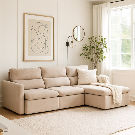 Sofá Dublin (Rebatible) - Microfibra - 3 cuerpos TC 1010 (Beige)