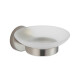 Jabonera Con Plato Vidrio Metal Brushed Nickel Gris