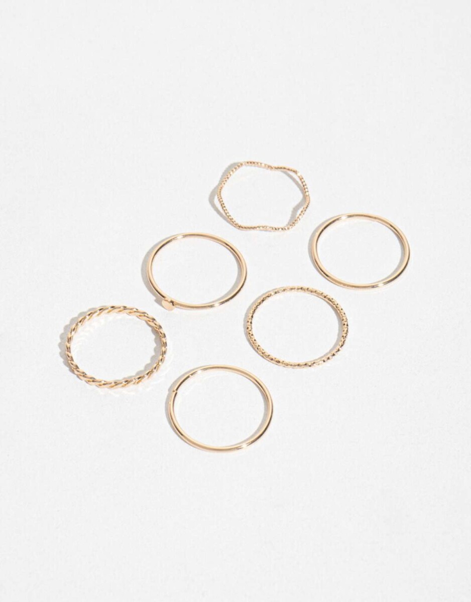 Anillos Set Metal Delicado - Dorado 