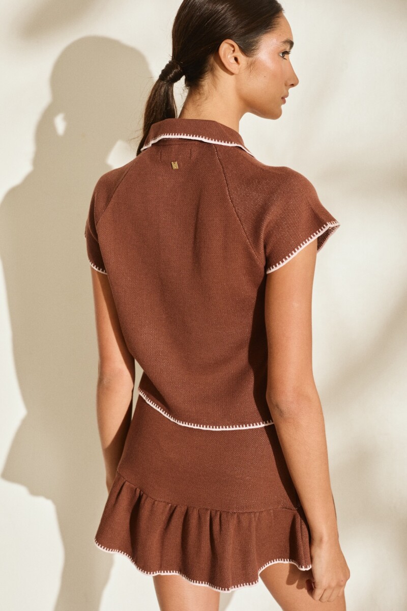 TOP ZIP KNIT Chocolate