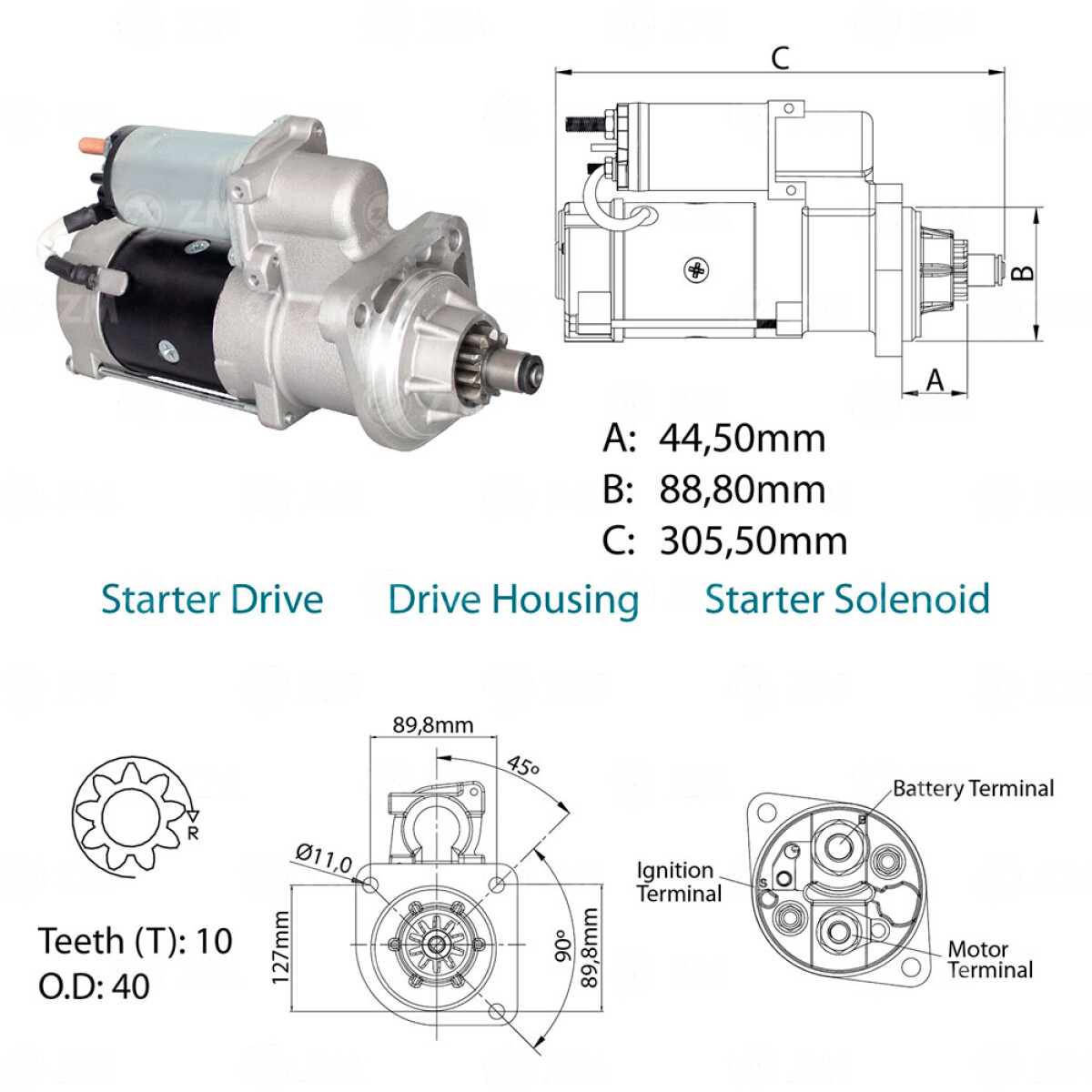 ARRANQUE VOLKSWAGEN S/D.REMY 29MT 24V 10D 40MM 9-170 11-180 13-180 ZM 