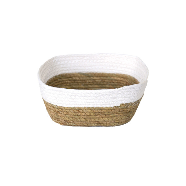 CESTO DE FIBRA NATURAL 21X17X9 CM BLANCO BLANCO