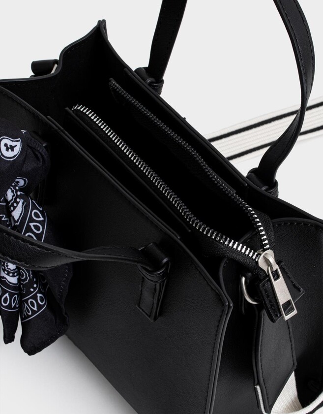 City Boho Cartera City Con Pañuelo - Negro