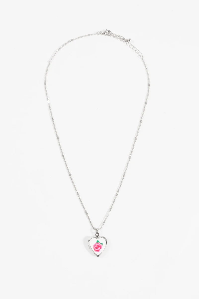 Collar dije cora rosa plateado