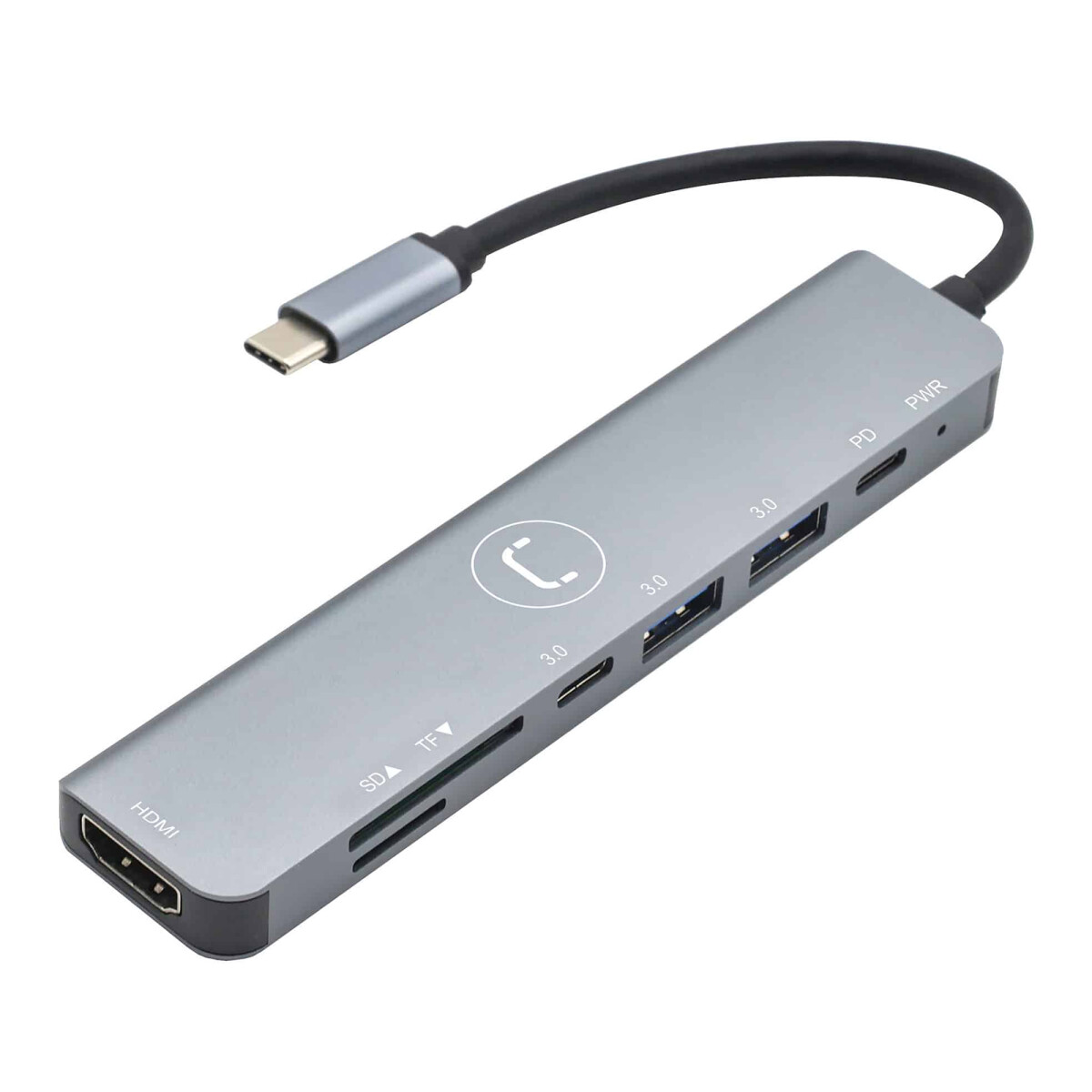 Unno - Hub usb C 7 en 1 HB1107SV - 1 HDMI / 1 Pd / 2 USB a / 1 USB C / 1 Sd / 1 Micro Sd. Android / - 001 