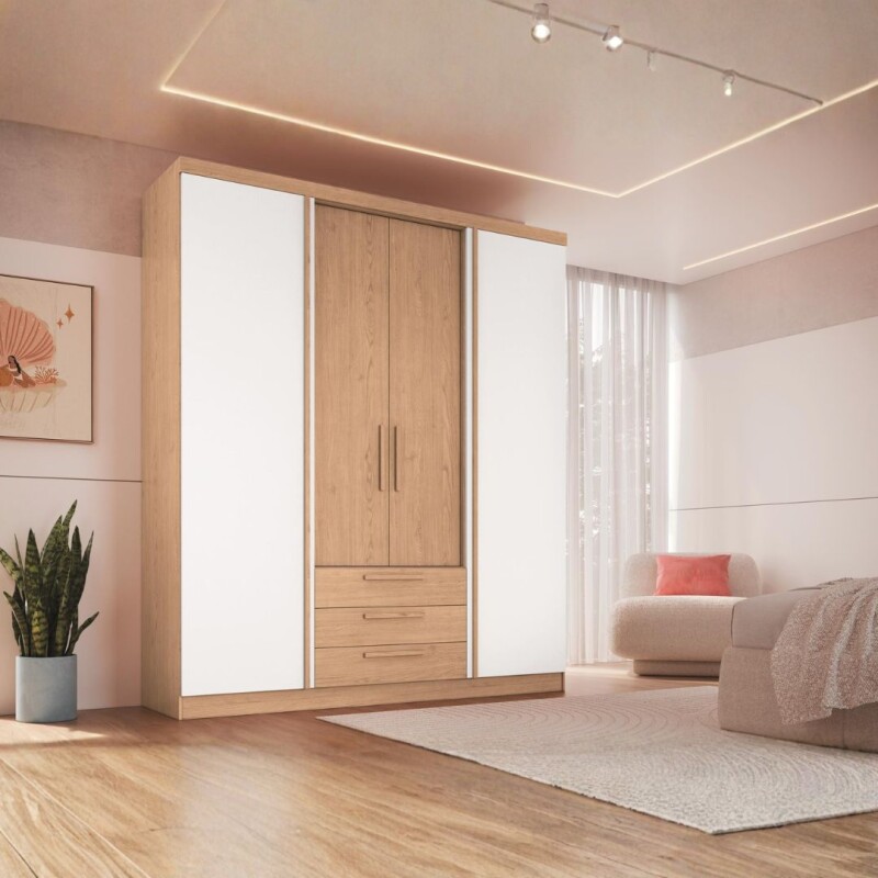 Ropero Placard Bravo New 4 Puertas 3 Cajones Angelin/Blanco Ropero Placard Bravo New 4 Puertas 3 Cajones Angelin/Blanco