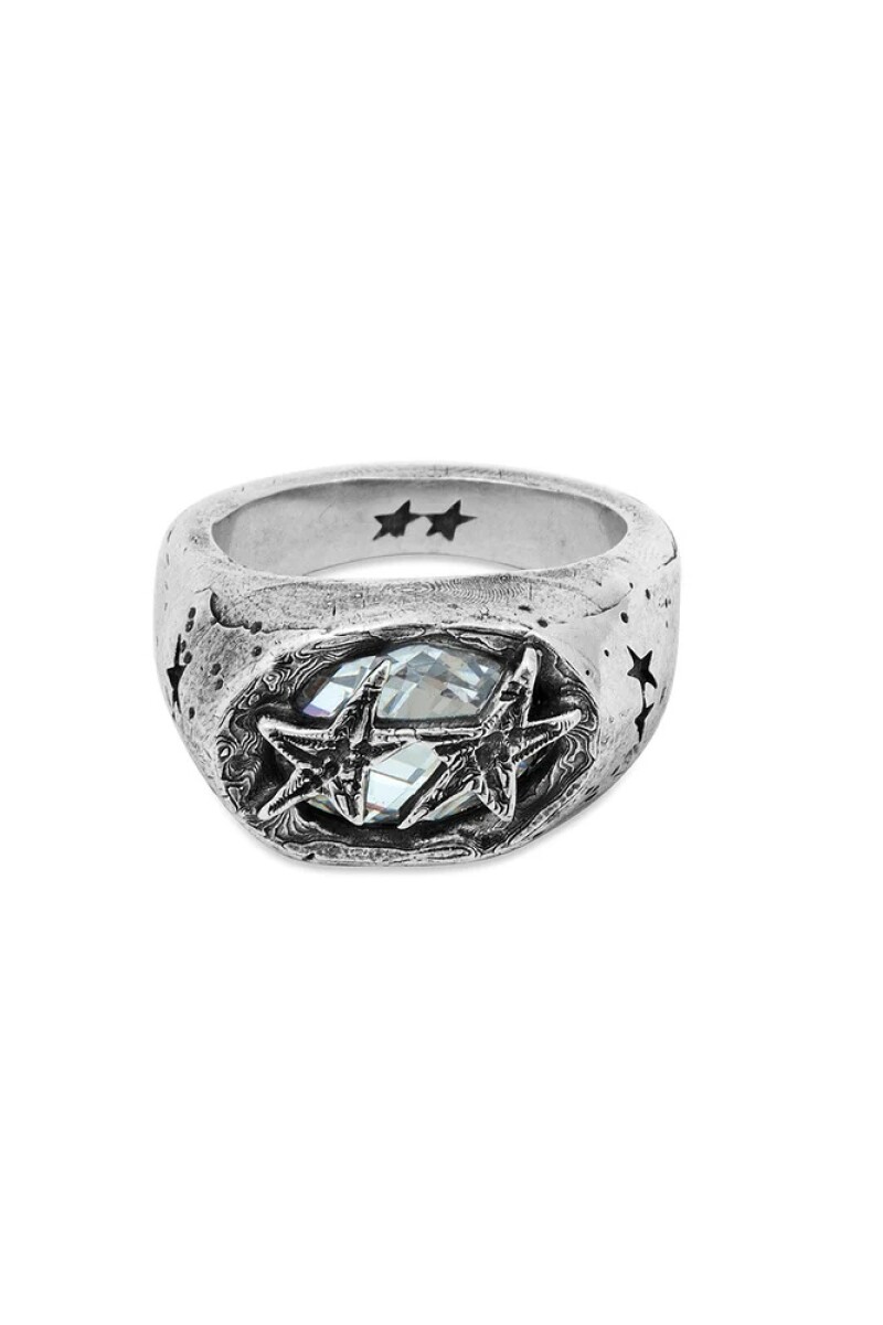 White Stone Superstar Signet Plata