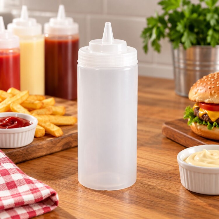Pote Pomo para Salsas Plastico 710ml Transparente Pote Pomo para Salsas Plastico 710ml Transparente