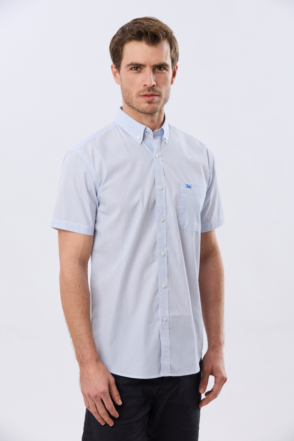 CAMISA RAYADA Celeste