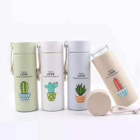 Botellita de vidrio diseño cactus 420ml Botellita De Vidrio Diseño Cactus 420ml