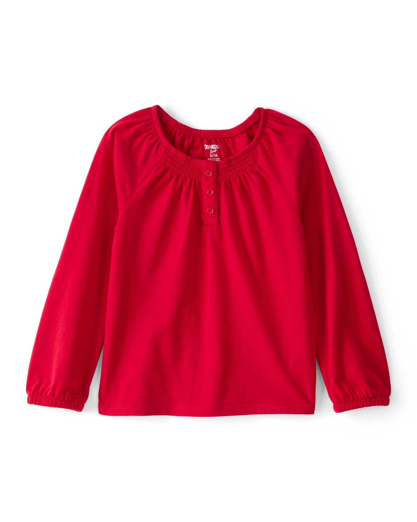 Blusa de algodón, manga larga, roja Sin color