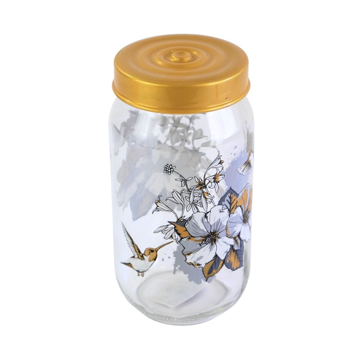 Frasco Herevin vidrio Gold Flower 1l 