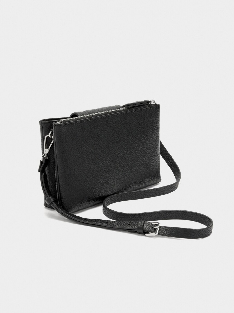 Bolso Bandolera Doble Con Textura Y Tachuelas negro