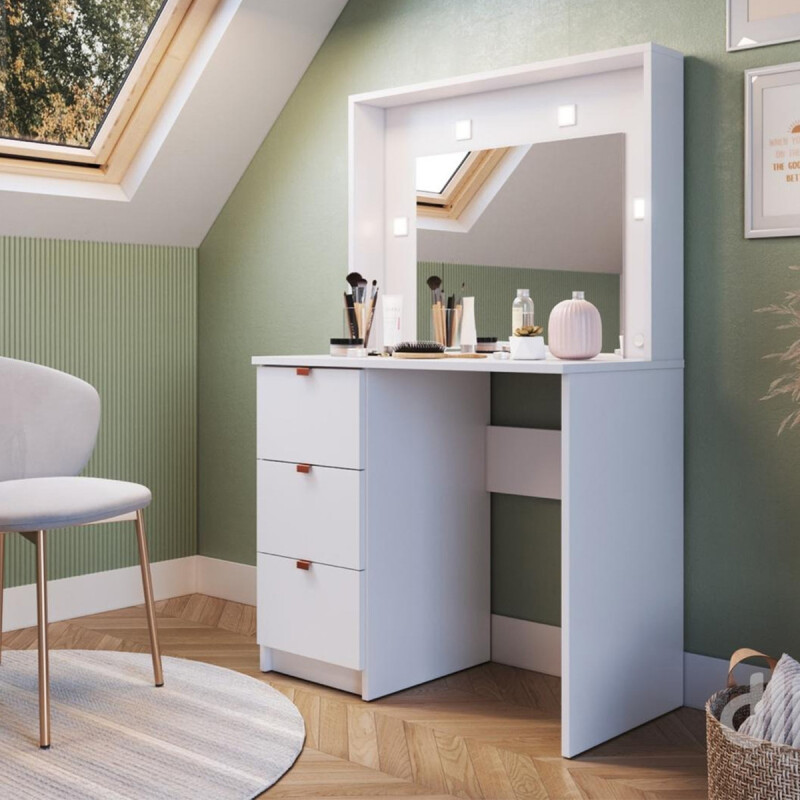 Tocador Peinador Con Espejo Escritorio Maquillaje Color Blanco Tocador Peinador Con Espejo Escritorio Maquillaje Color Blanco