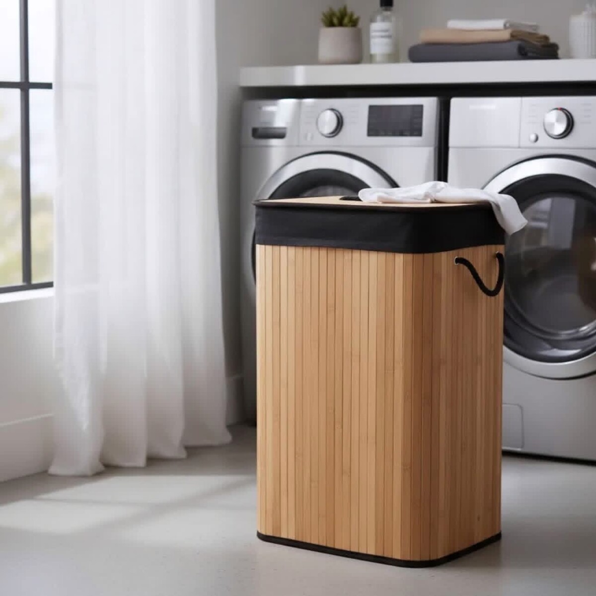 Canasto Cesto Ropa Plegable Bambú Alto 50cm x Ancho 30cm x Largo 40cm 