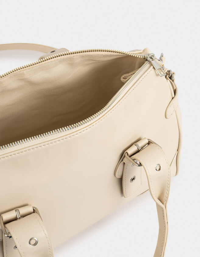 City Cartera Bowling Con Hebillas - Blanco Crudo