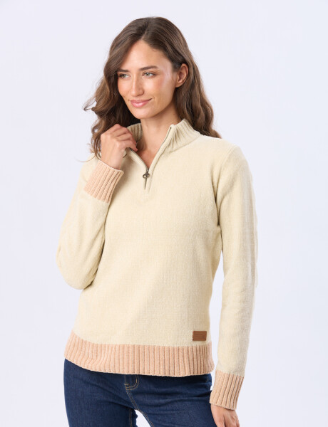BUZO TEJIDO COMBINADO Beige