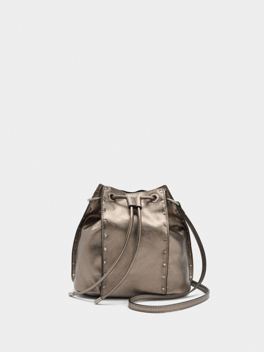 Bolso Bombonera Con Tachuelas plateado