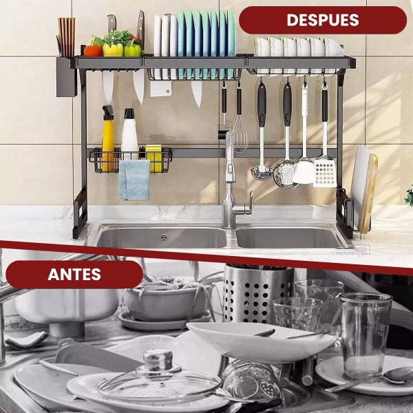 Escurridor de Platos de Cocina Sobre Pileta Escurreplatos de 65 cm Dos Niveles Negro Escurridor de Platos de Cocina Sobre Pileta Escurreplatos de 65 cm Dos Niveles Negro