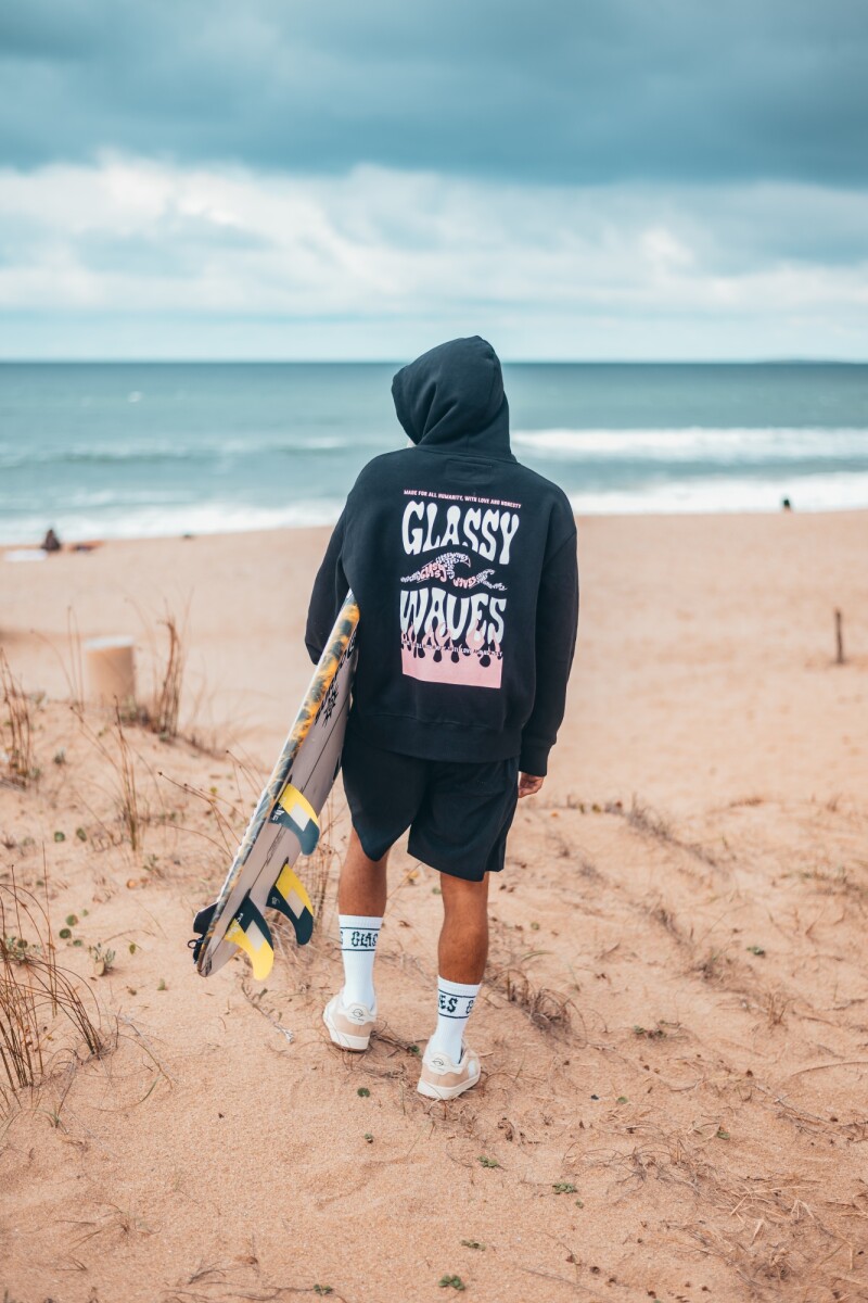 Hoodie Ocean Black Over Fit / Negro U
