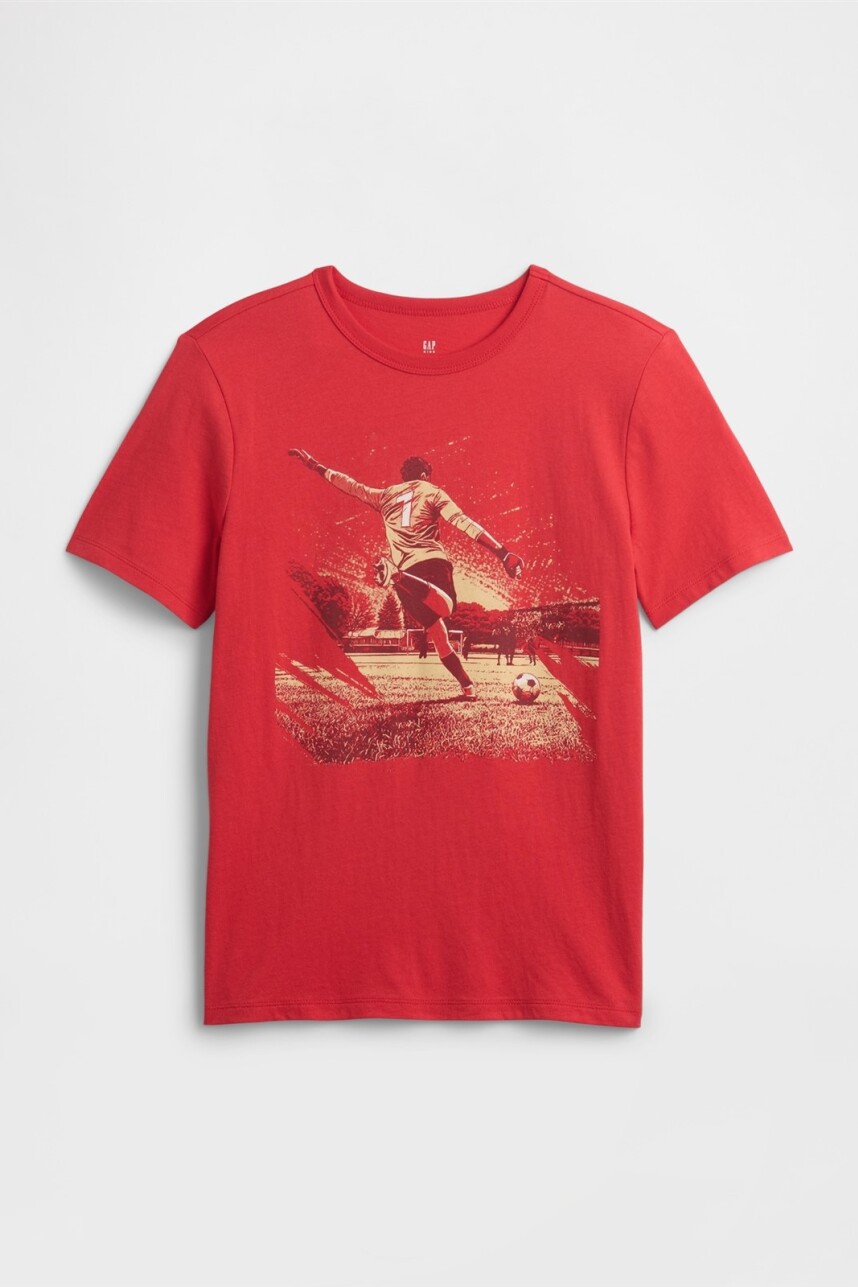Remera Gráfico Mango Corta Niño Hawaiian Red 683