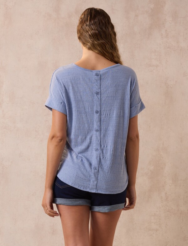 Remera Botones CELESTE