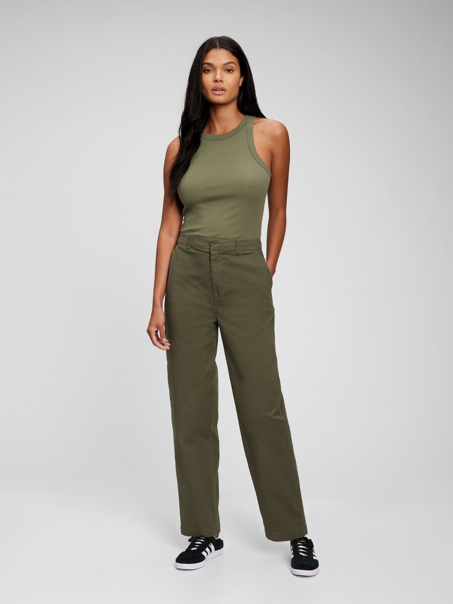 Pantalon Straight Up Khaki Mujer - Army Jacket Green 