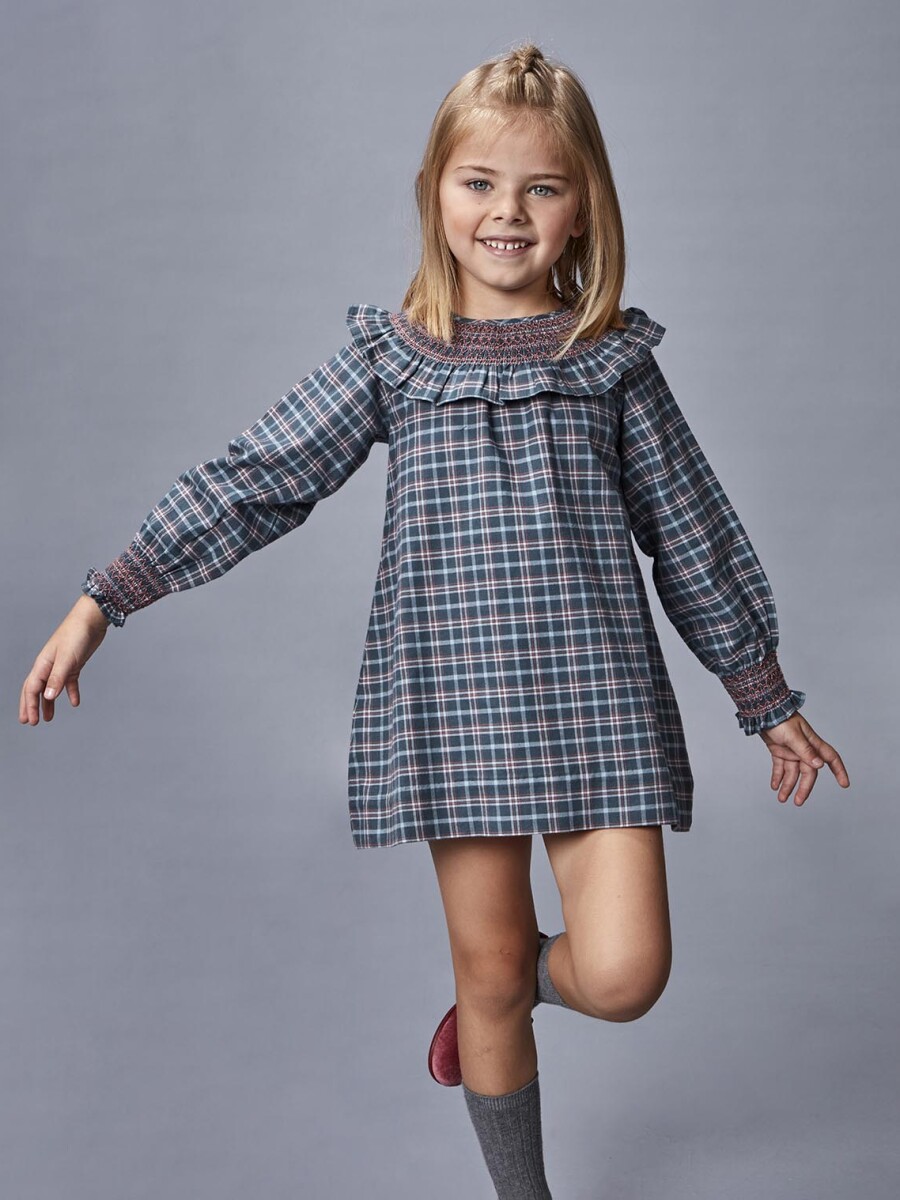 Vestido De Cuadro Petroleo