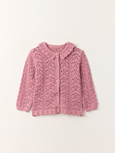 Saco tejido volado en cuello Rosa