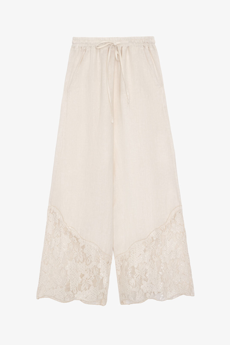 PANT LINO ENCAJE Crudo