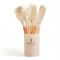 Set Utensilios Cocina Inicial Silicona Madera Plus Gourmet Crema