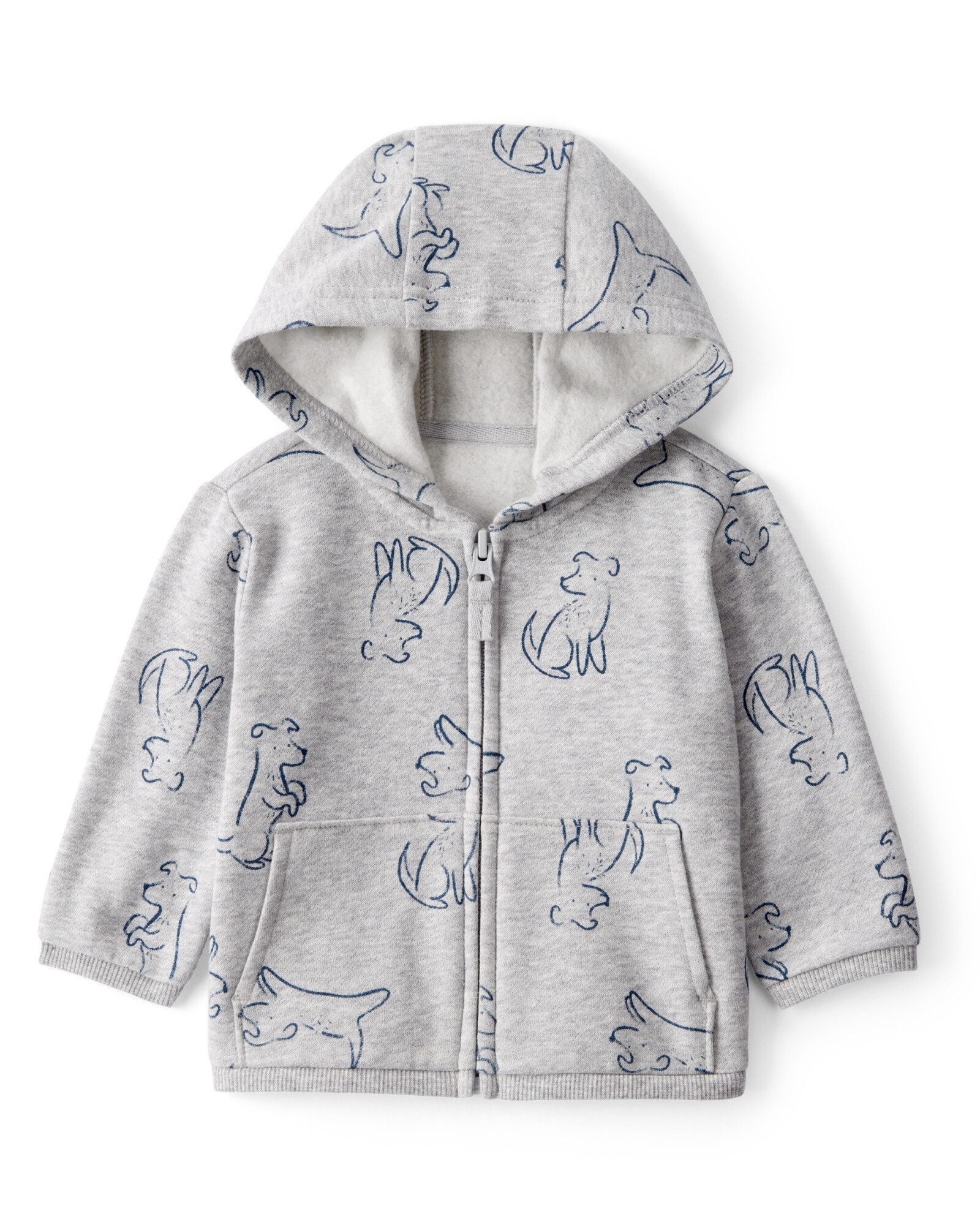 Campera de algodón, gris, diseño perros Sin color