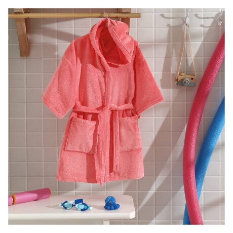 Bata Infantil Con Capucha Velour Dohler 100% Algodón Salmon Salmon