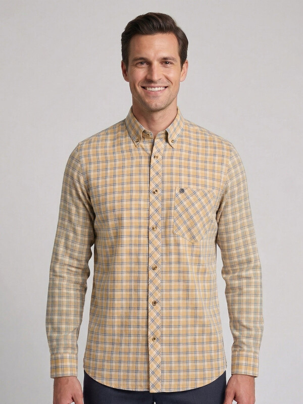 CAMISA MANGA LARGA ESCOCESA CAMEL CAMISA MANGA LARGA ESCOCESA CAMEL