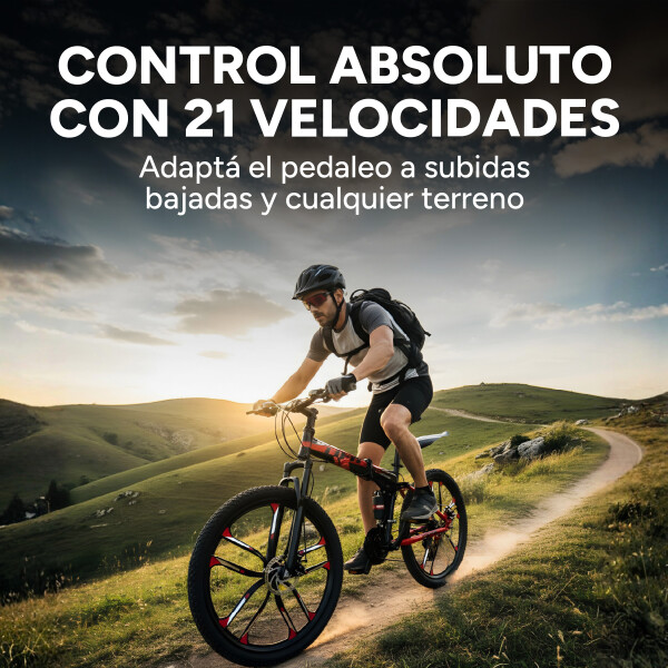 Bicicleta JJFH Rod 26 Doble Suspensión Plegable Freno Disco Rojo 1