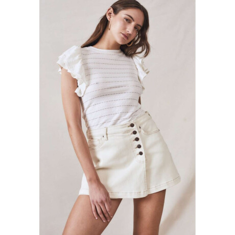 Remera Texturada Manga Volado Blanco