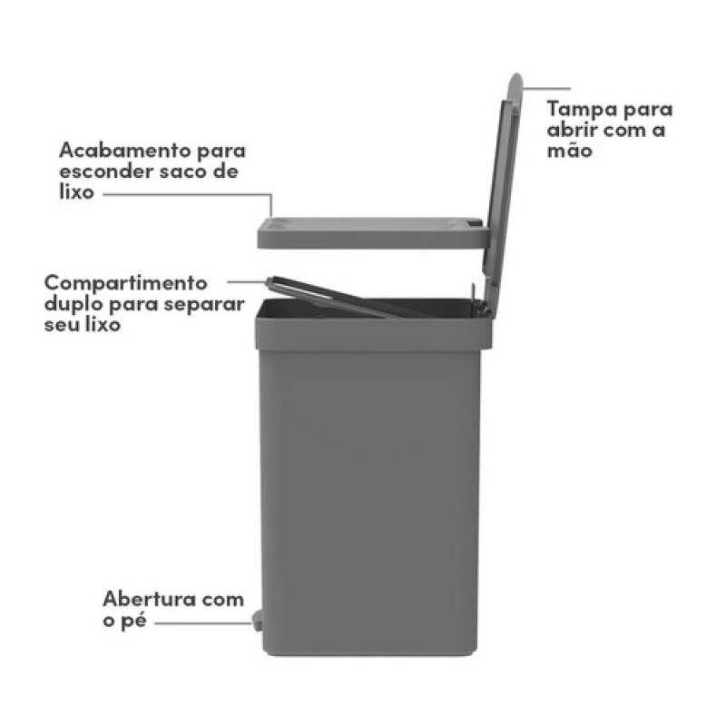 Papelera doble compartimento con pedal 20L Gris