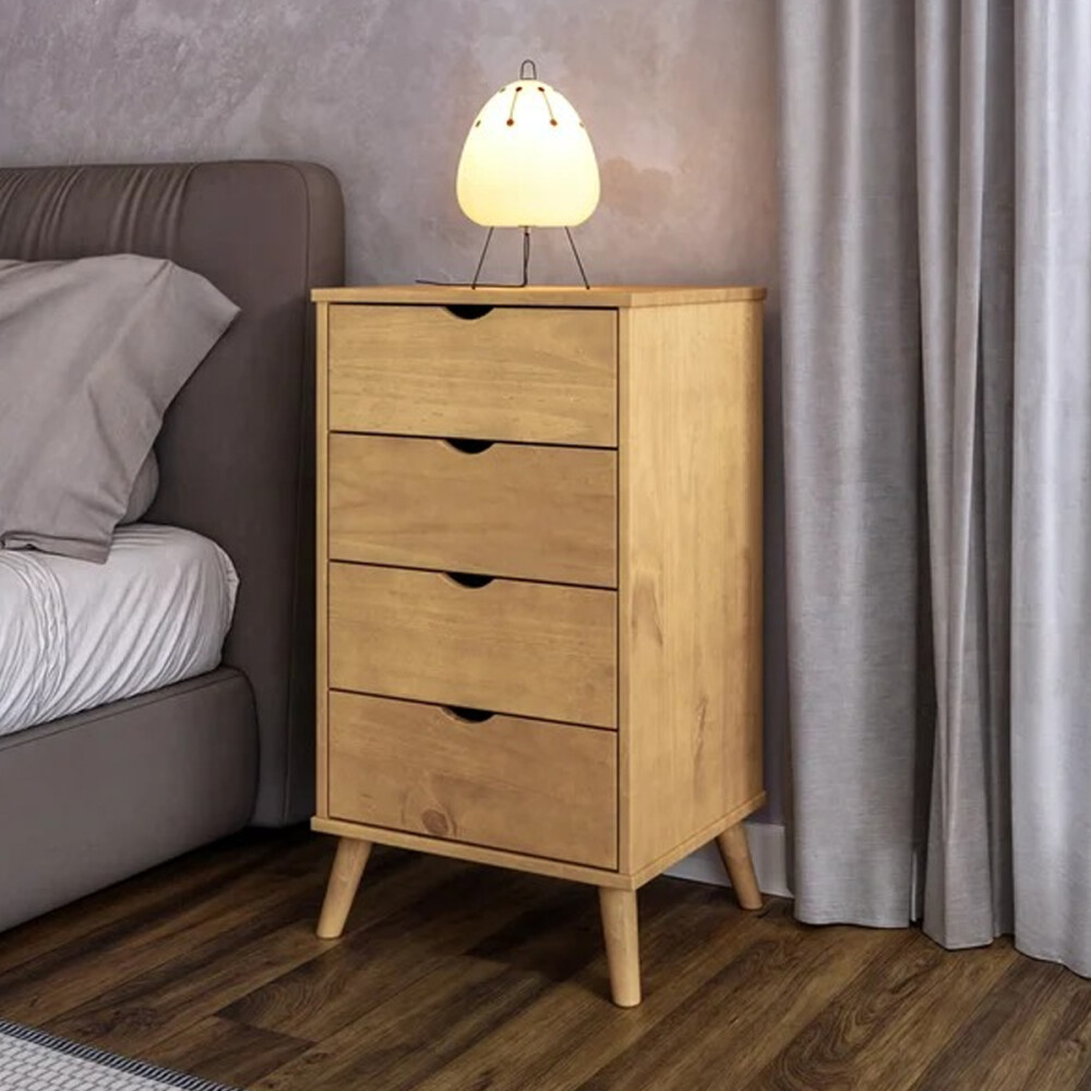 CÓMODA CAJONERA GUARDARROPA 4 CAJONES CON PATAS EN MADERA MACIZA MADERA