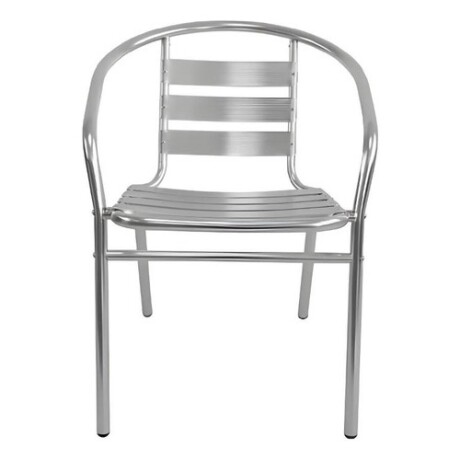 Silla de exterior Slat en aluminio plateada Silla de exterior Slat en aluminio plateada