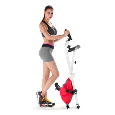 Bicicleta Fija Ergométrica Plegable Altura Ajustable Rojo