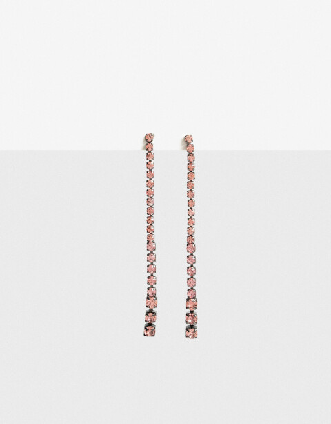 Aros Colgantes Largos Strass Aros Colgantes Strass - Negro