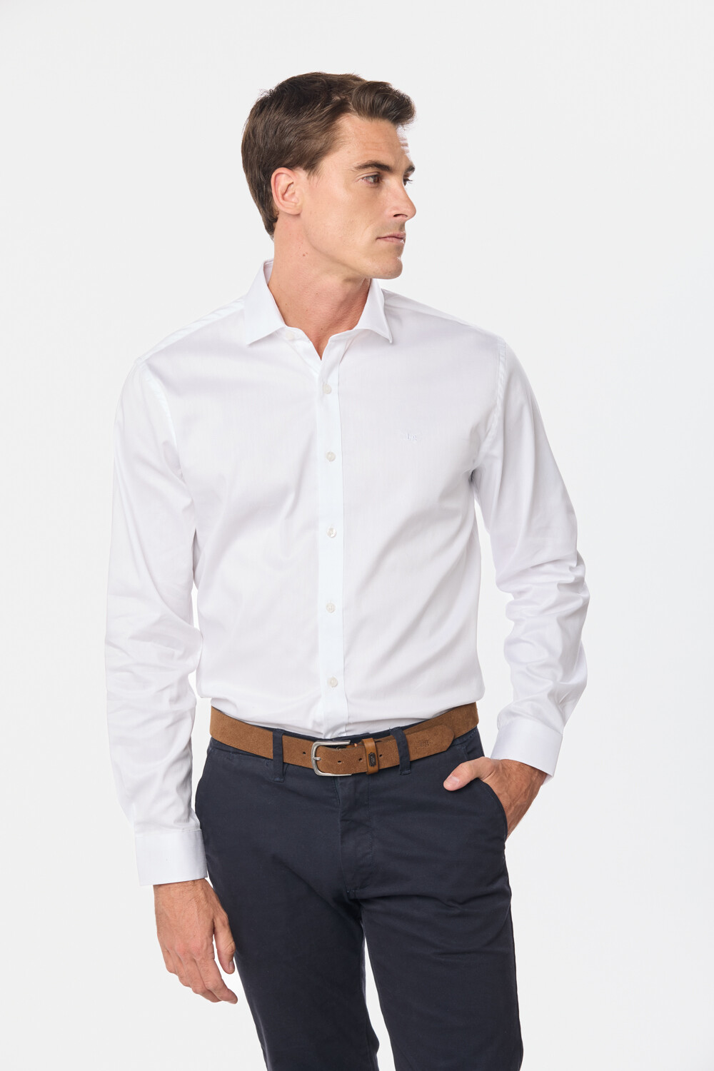 CAMISA DE VESTIR CON SPANDEX Blanco