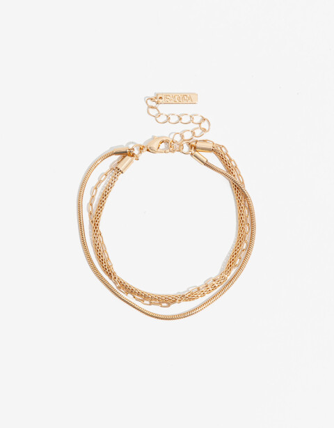 Pulseras Flexibles Sets Metal Pulsera Triple Cadena - Dorado