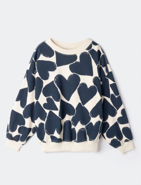 SUDADERA EXTRAGRANDE DE FELPA ESTAMPADA AZUL
