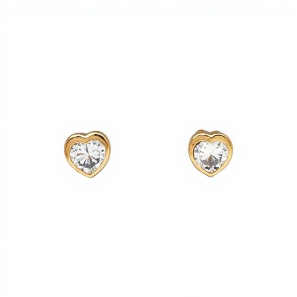 Caravanas Corazón piedra de oro- Oro bajo - Zirconia- CA8062 conpiedra
