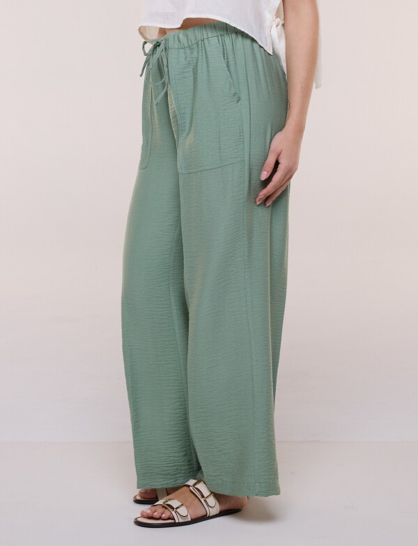 Pantalón Holgado Con Cordón Ajustable Y Bolsillos VERDE